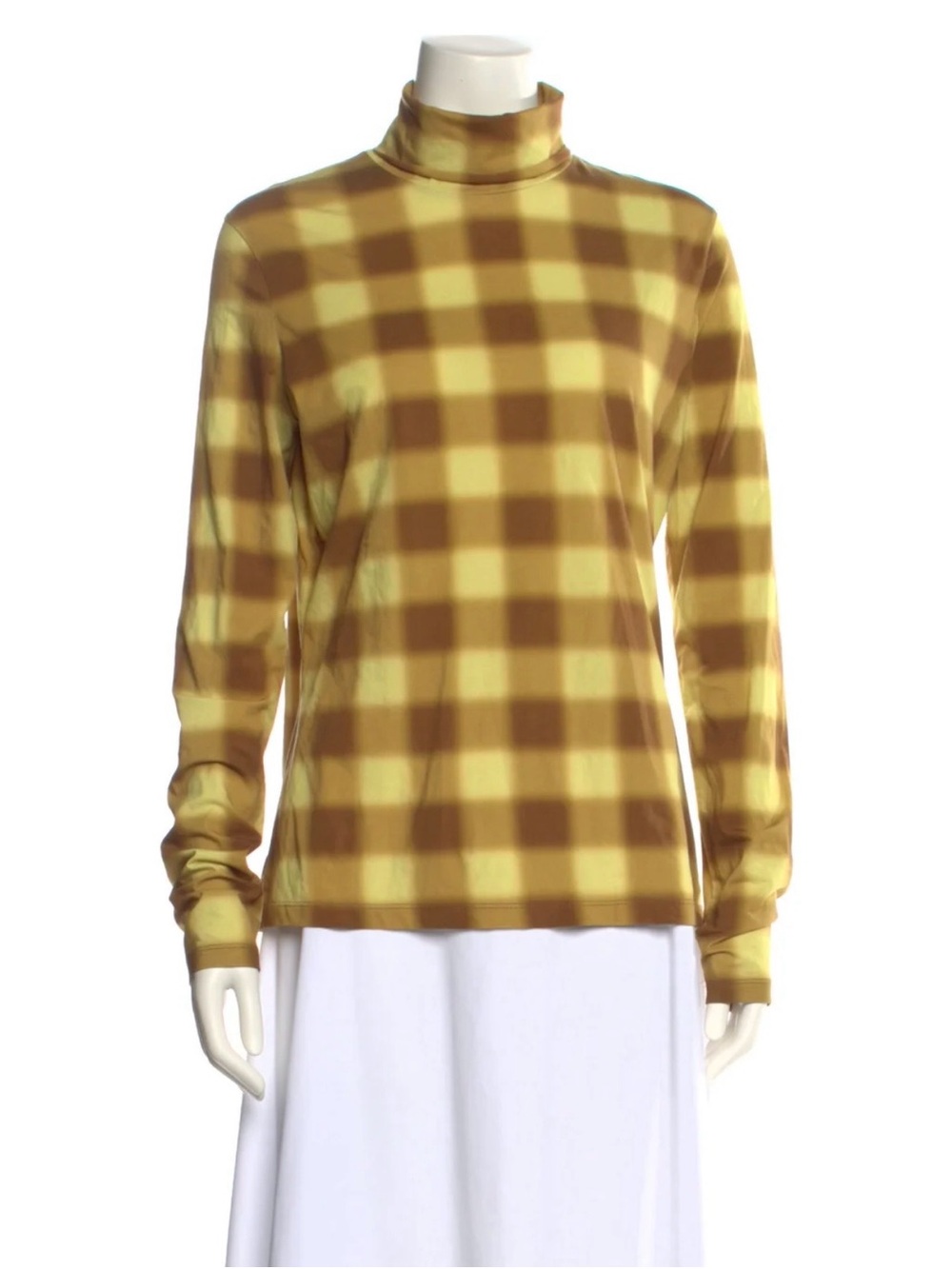 Proenza Schouler Women XS Gold Brown Plaid Turtleneck Top NWT Luxury Designer - Picture 12 of 16
